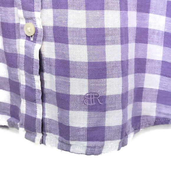 Banana Republic Linen Cotton Gingham Checked Soft Wash Button Down Shirt Size XS - Picture 7 of 16